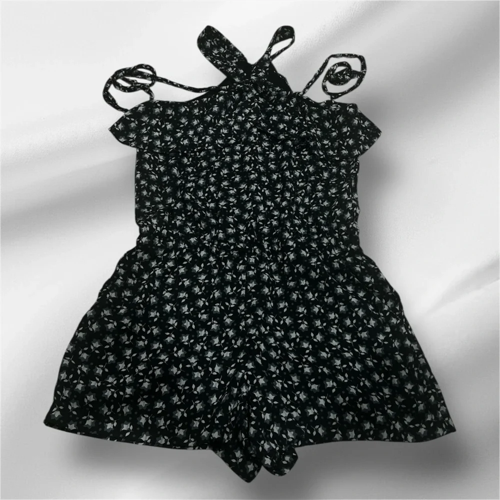 LOFT Ruffled Tie Front Halter Dress in White and Blue